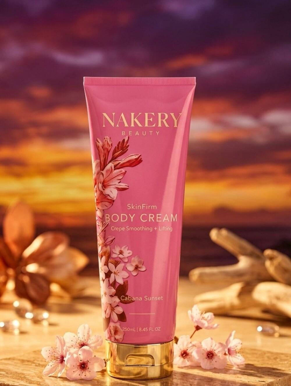Nakery Beauty Skin Firm Body Cream Full Size Sealed In Pkg 8.45oz Cabana Sunset
